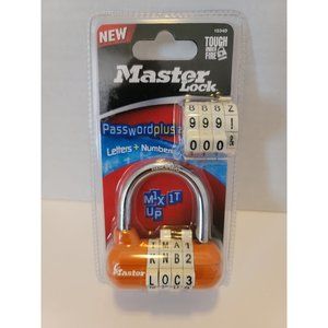 Password Plus Letters + Numbers Security Lock. New, Orange In Color